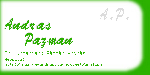 andras pazman business card